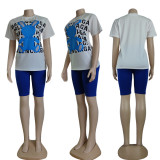 Casual Digital Printed Short Sleeve Shorts Set