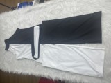 Women Clubwear Black White Contrast Color Elegant Jumpsuit
