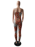 Summer Clothing Leopard Print Sleeveless Strap Jumpsuit