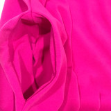 Rose Summer Solid Pocket Buttons Turndown Collar Shorts Bodysuits