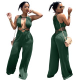 Army Green Sexy Irregular Straps Bandage Wrapped Wide Leg Jumpsuit