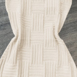 Off White Sexy Braided Woolen Sling Mini Dress