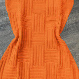 Orange Sexy Braided Woolen Sling Mini Dress