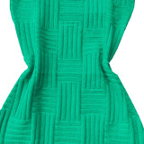 Green Sexy Braided Woolen Sling Mini Dress