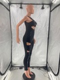 Black Women Backless Lined Clubwear Sexy Skinny Sequin Jumpsuit