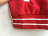 Red Athleisure Short Sleeve Print Letter Jacket Set Two Pieces