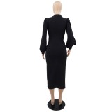 2022 Irregular Loose Sleeve Long Dress Shoulder Pads Casual Dress Women Tunic Bodycon Dress
