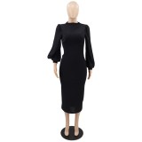 2022 Irregular Loose Sleeve Long Dress Shoulder Pads Casual Dress Women Tunic Bodycon Dress