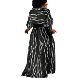 Black Women's Fashion Casual Sport Print Polka Dot Jumpsuit