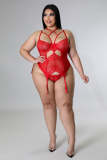 Red Plus Size Lovers Night Lace Lingerie Set