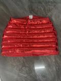 Red Bronzing Zipper Glossy Skirt