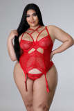 Red Plus Size Lovers Night Lace Lingerie Set