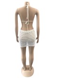 2022 Beachwear Backless Women Dresses Hand Crochet Knitted Beachwear Dress Ladies Bodycon Summer Sun Dress