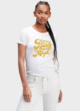 White Casual Cotton Printed Letter T-shirts
