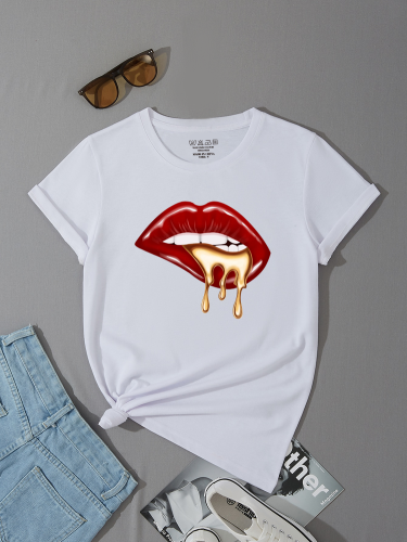 Instagram White Casual Cotton Printed Letter Tees