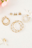 Gold Set of 6 Pearl Vintage Earrings Set