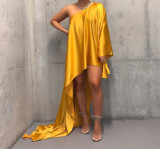 Gold Fashion Asymmetric Drape Dress