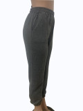 Solid Color Long Trousers with Pocket