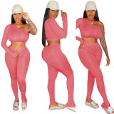 Sexy Thread Pit Single Shoulder Long Sleeve 2 Piece Pants Sets
