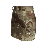 Fashion Camo Pocket Zip Cargo Skirt