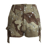 Camo Pocket Zip Button Cargo Shorts