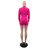 Women's Long Sleeve Jacket with Tie Front and Shorts