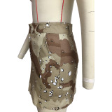 Fashion Camo Pocket Zip Cargo Skirt
