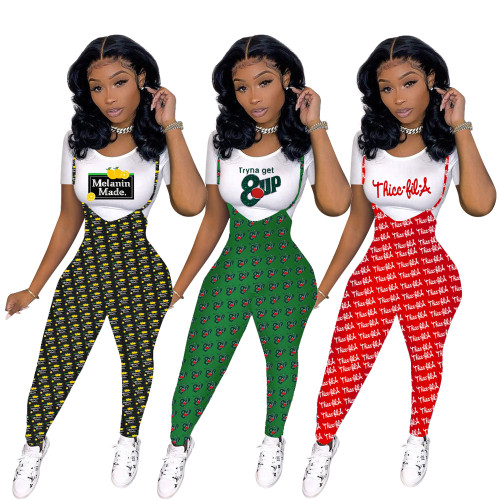 Casual O Neck Letter Print Two Piece Pants Set