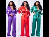 Solid Color Sexy Long Sleeve Tie-Up Shirt And Pants 2 Piece Sets