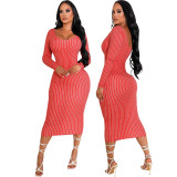 Sexy Fashion Striped Print Women's Midi Dresses