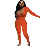 Women's Two Piece Tracksuit Outfits Long Sleeve Deep V-Neck Lounge Wear Bodycon