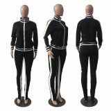 Womens 2 Piece Outfit Cold Shoulder Zipper Up Long Sleeve Jacket and Pants Set