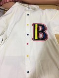 Letter Embroidered Shirt Top