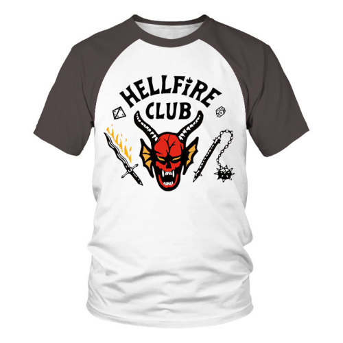 Stranger Things 4 Hellfire Club Logo Raglan Baseball Tee Short Sleeve