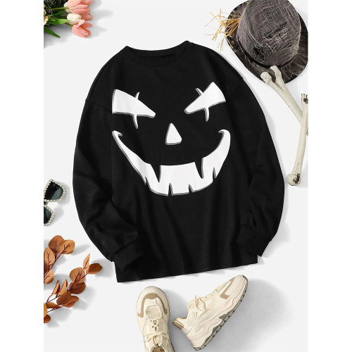 Halloween Pumpkin Smile Funny Witches Ghost Monsters Graphic Sweatshirt