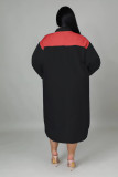 2022 Elegant A-line Shirt Loose Neck Folding Zipper Patchwork Women Plus Size Dress