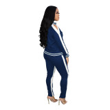 Womens 2 Piece Outfit Cold Shoulder Zipper Up Long Sleeve Jacket and Pants Set Joggers Tracksuits