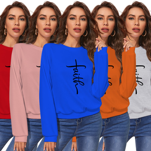 Women Loose Offset Pyrography Sweatshirt