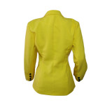Yellow Buttons Pockets Long Sleeve Elegant Formal Suit