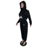 Women Velvet Matching Sets Casual Printed Hoodie Casual Tracksuit Two Pieces