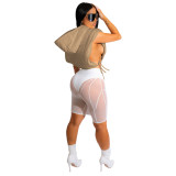 Winter Sleeveless Solid Color Short Lace-Up Hooded Zipper Sexy Cropped Vest