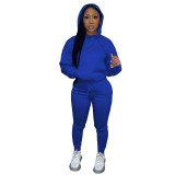 Autumn Winter Thick Drawstring Jogger Two Piece Sweatpants and Hoodie Set