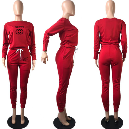 Fall Clothes Women Tracksuit Outfits Printed 2 Piece Set Stacked Pants Set