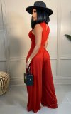 Women Sexy Bodycon Sleeveless Romper Top High Waist Wide Leg Pants Two Piece Outfits