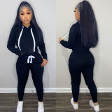 Women's Tracksuit Outfit Autumn and Winter Hooded Sweatshirt Two-Piece Sports Suit Comfy Hoodie Tops and Pant Set
