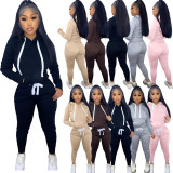 Women's Tracksuit Outfit Autumn and Winter Hooded Sweatshirt Two-Piece Sports Suit Comfy Hoodie Tops and Pant Set