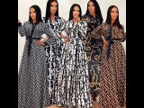Women's Hidden Zipper Fashion Digital Print Casual Loose Long Sleeve Maxi Swing Dress
