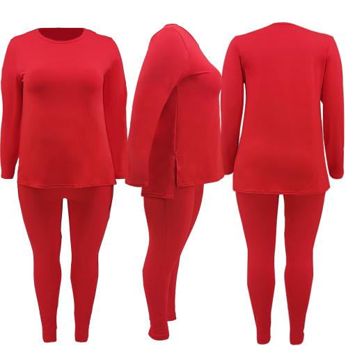 Autumn Solid Color Large Size Women's Comfortable High Elastic Homewear Two Pieces