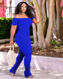 Casual Women's Clothing Off Shoulder Solid Color Pit Long Stacked Jumpsuit