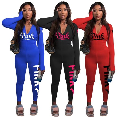 Casual Thread Pit Print Long Sleeve One Piece Jumpsuits